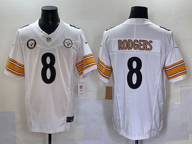 Men 2025 Pittsburgh Steelers #8 Rodgers White Three generations Nike Limited NFL Jersey style 5->youth mlb jersey->Youth Jersey